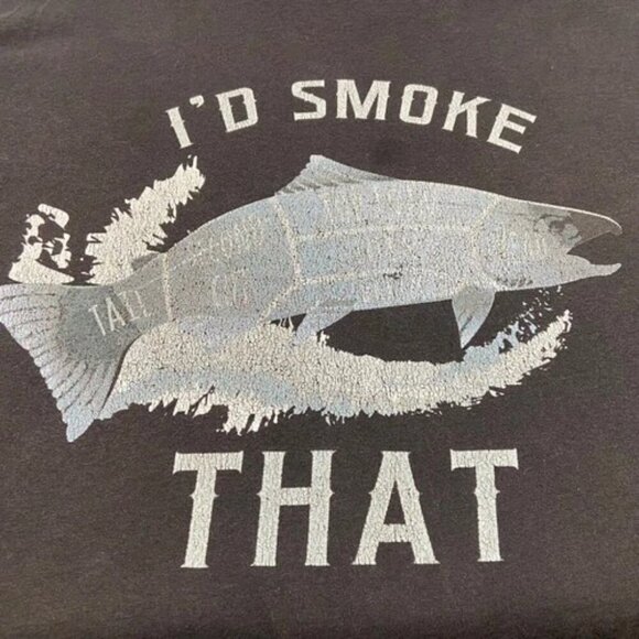 Smoked Salmon T-Shirt "I'd Smoke That" Men's Black 2XL Short Sleeve Crewneck GUC - Picture 5 of 6